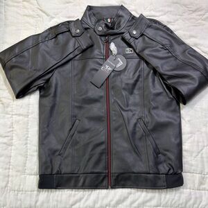 RC Collection Leather Jacket Size XL Black Red Italy M2011 Brand New With Tags